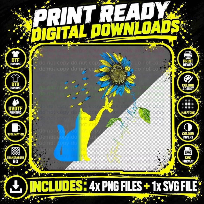 Stand with Ukraine T-Shirt, Peace Dove Cat Png SVG Digital Bundle
