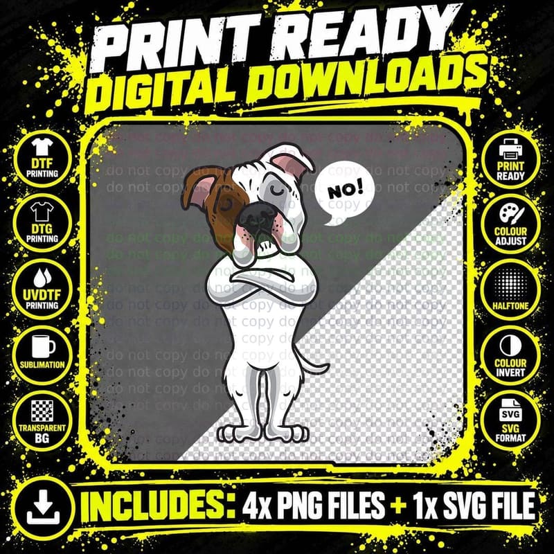 Stubborn American Bulldog T-Shirt, Funny Dog Design Png SVG Digital Bundle