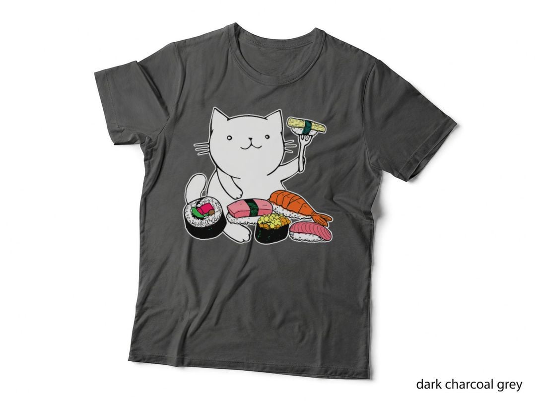 Sushi Cat Eating Sushi T-Shirt, Funny Animal Art, Pet Lover Apparel