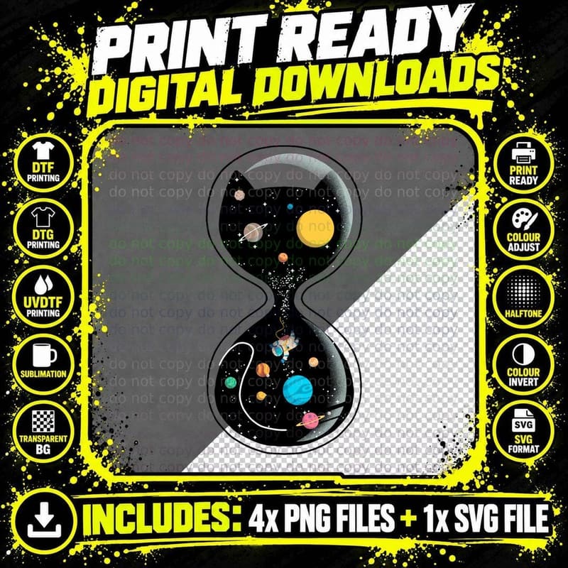 The Cat of Space & Time T-Shirt Png SVG Digital Bundle