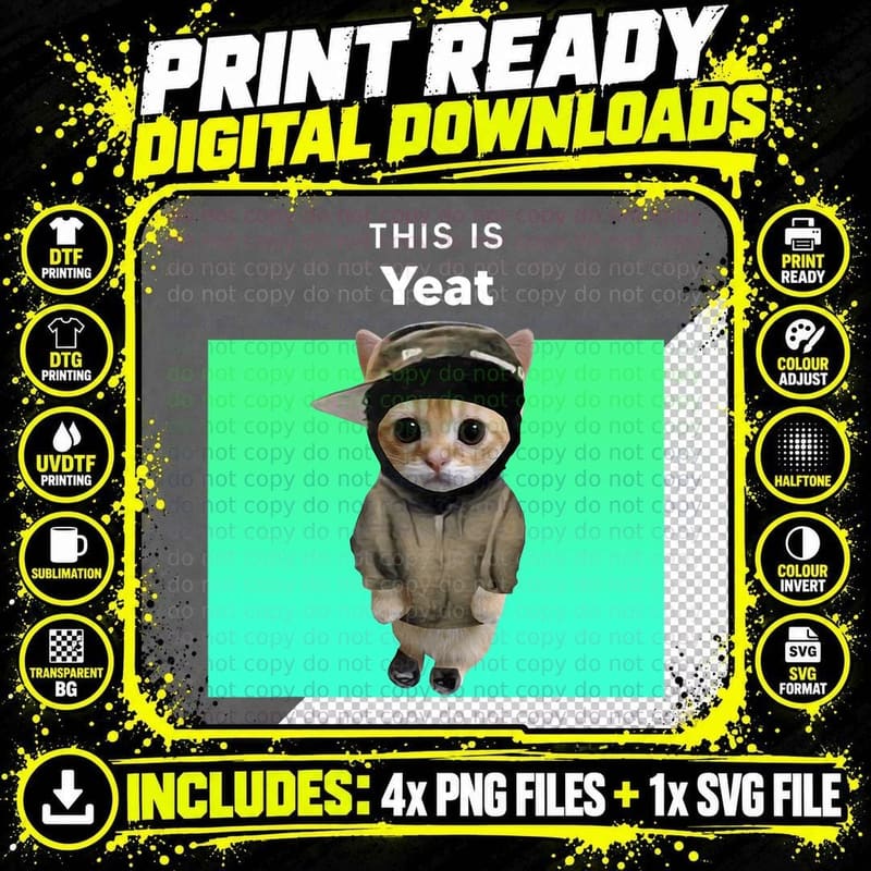 This Is Yeat Cute Cat Adorable Feline Kitten Lover Png SVG Digital Bundle