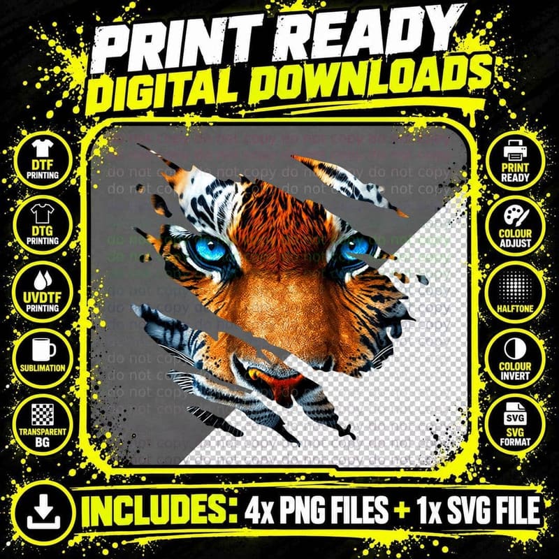 Tiger Eye Zoo Safari Big Cat Zookeeper or Zoologist Png SVG Digital Bundle