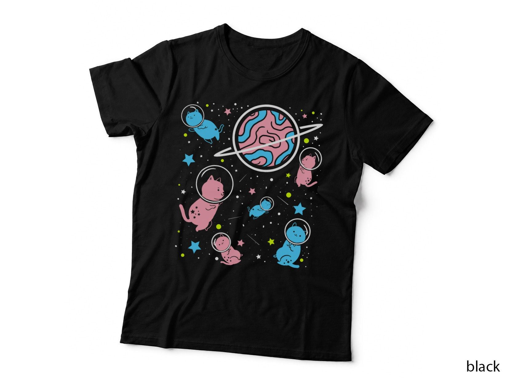 Transgender Cat in Space Transgender Pride T-Shirt, Space Cat Print