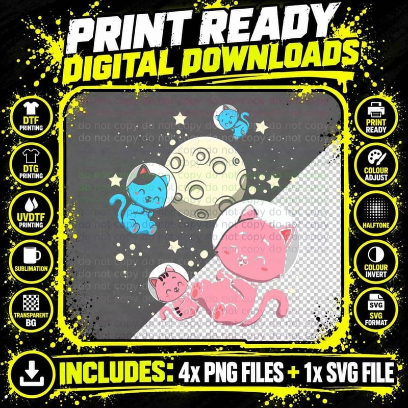 Transgender Space Cat Trans Flag T-Shirt Png SVG Digital Bundle