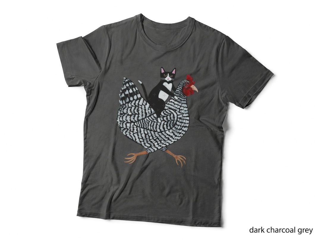 Tuxedo Cat Chicken Ride T-Shirt