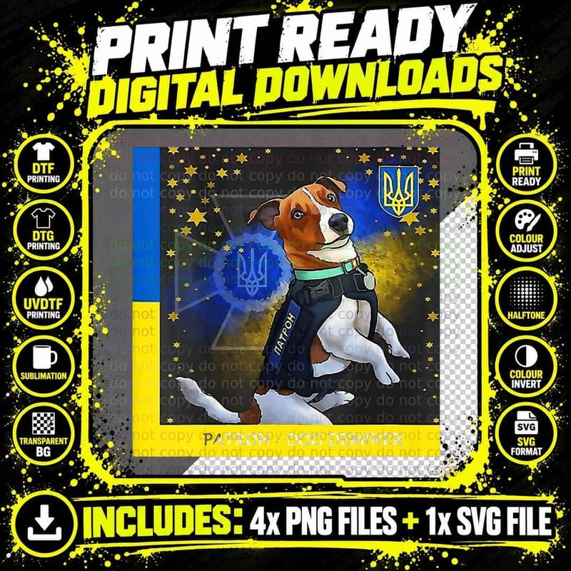 Ukraine Flag Pride Dog Deminer T-Shirt Png SVG Digital Bundle