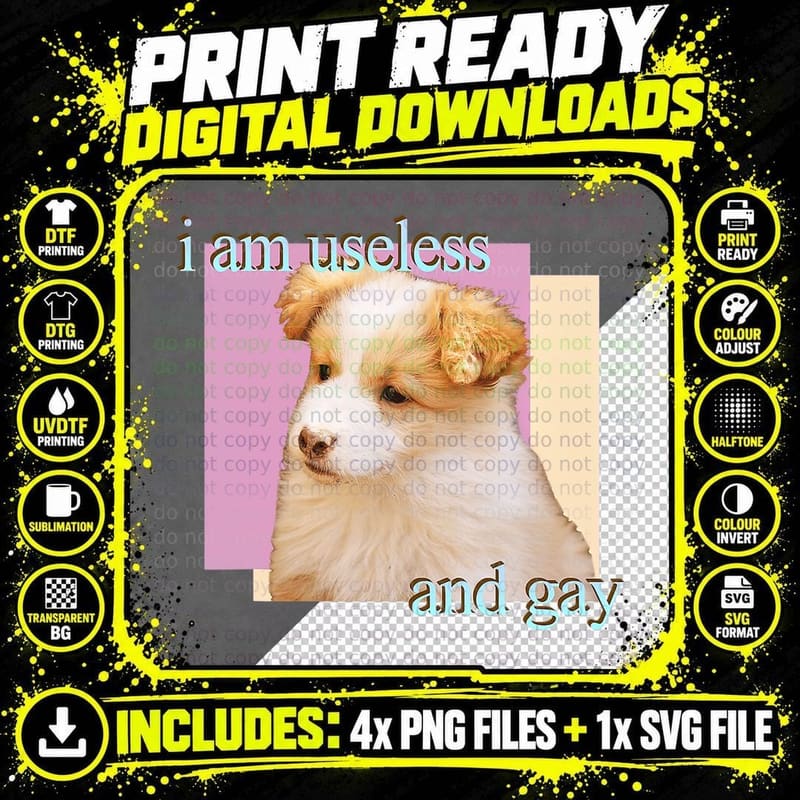 Useless Dog T-Shirt, Funny Sarcasm, Pet Lover Apparel Png SVG Digital Bundle