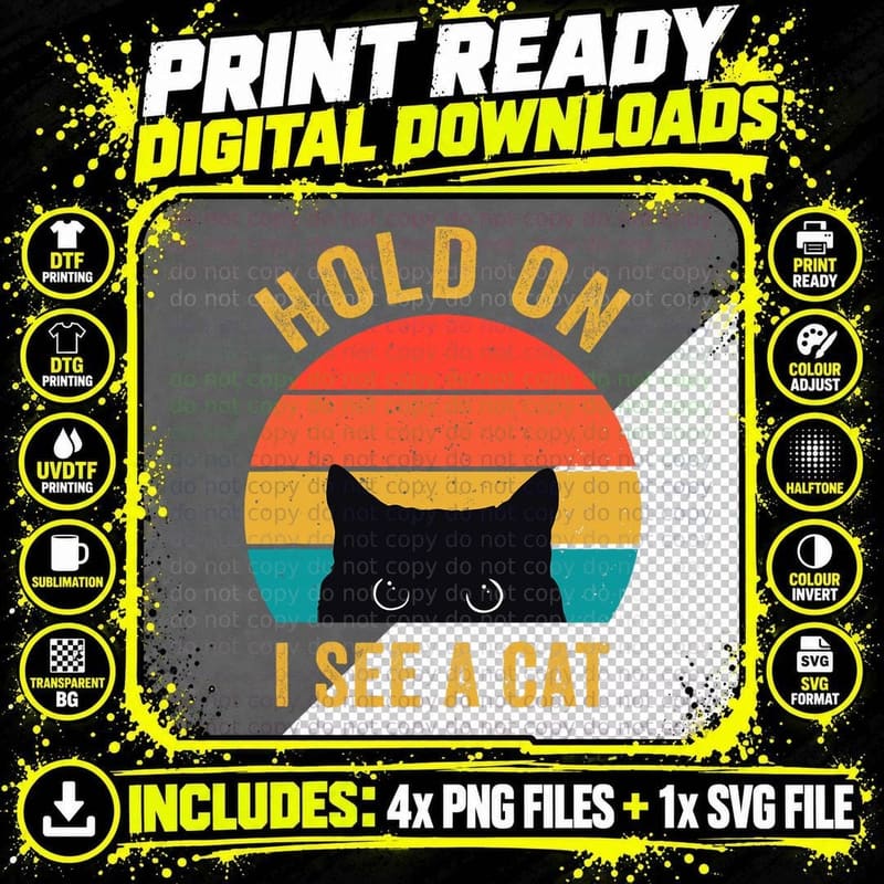 Vintage Cat Mom T-Shirt, Retro Cat Lover Apparel Png SVG Digital Bundle