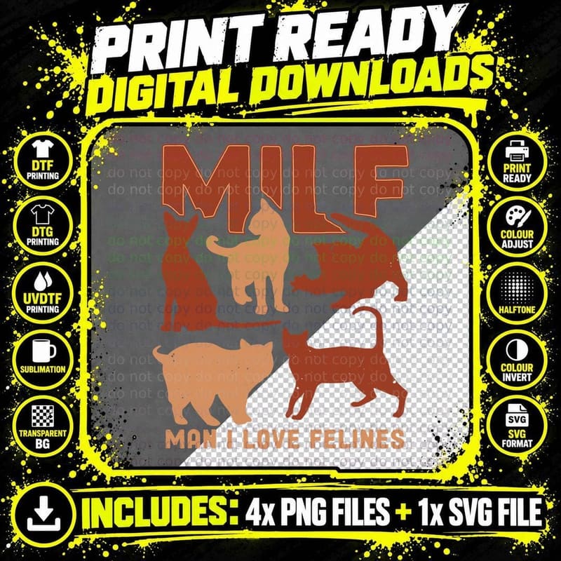 Vintage Kitty Owner Cat Lady Kitten Lover Man I Love Png SVG Digital Bundle