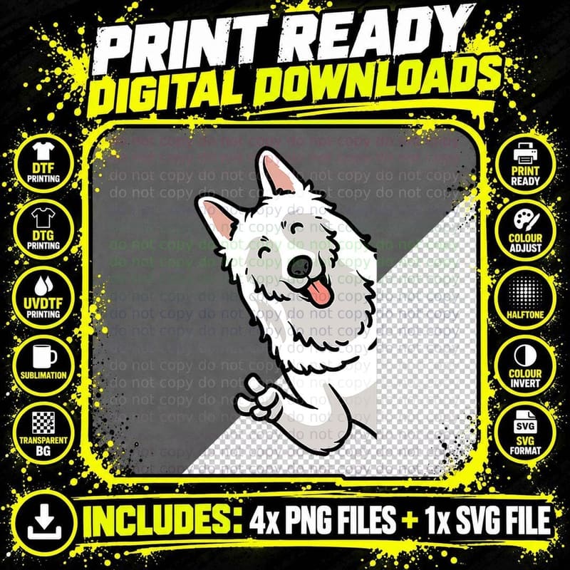 White Swiss Shepherd Dog T-Shirt, Pet Lover Apparel Png SVG Digital Bundle