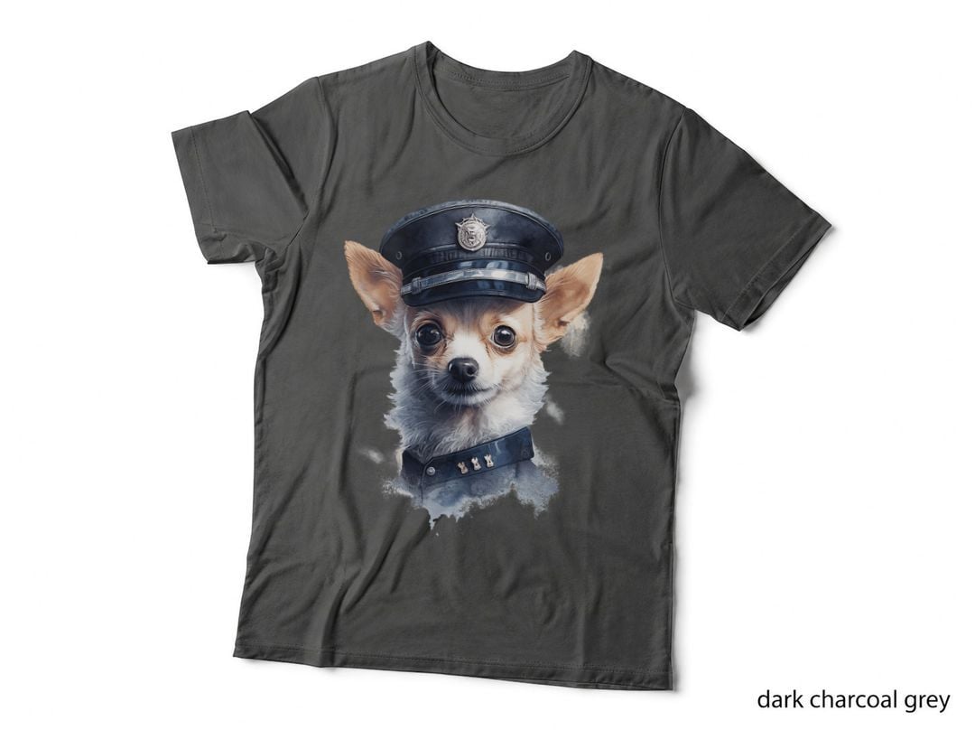 Adorable Puppy Police Dog Portrait T-Shirt, Pet Lover Apparel
