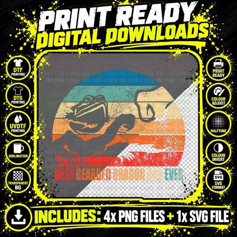 Bearded Dragon Dad Fist Bump T-Shirt, Vintage Retro Png SVG Digital Bundle