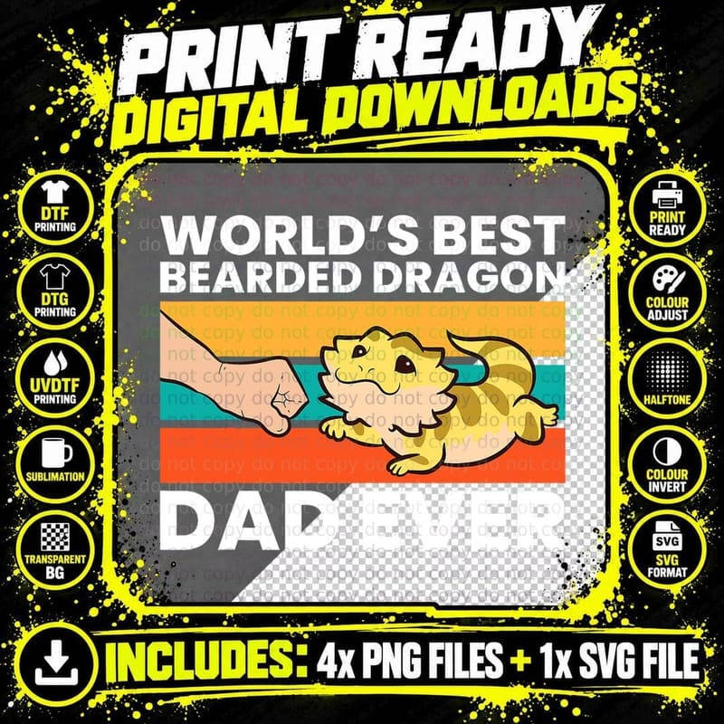 Bearded Dragon Dad T-Shirt, Pet Lover Apparel Png SVG Digital Bundle