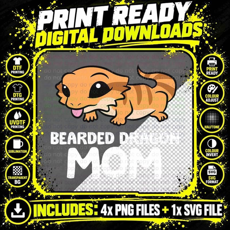 Bearded Dragon Mom T-Shirt, Pet Lover Apparel Png SVG Digital Bundle