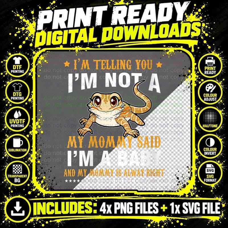 Bearded Dragon Mommy Said Baby T-Shirt Png SVG Digital Bundle