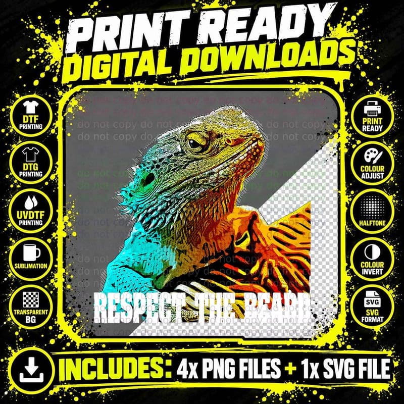 Bearded Dragon T-Shirt, Funny Animal Design Png SVG Digital Bundle