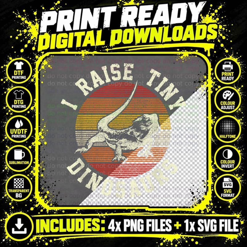 Bearded Dragon T-Shirt, Funny Pet Reptile Design Png SVG Digital Bundle