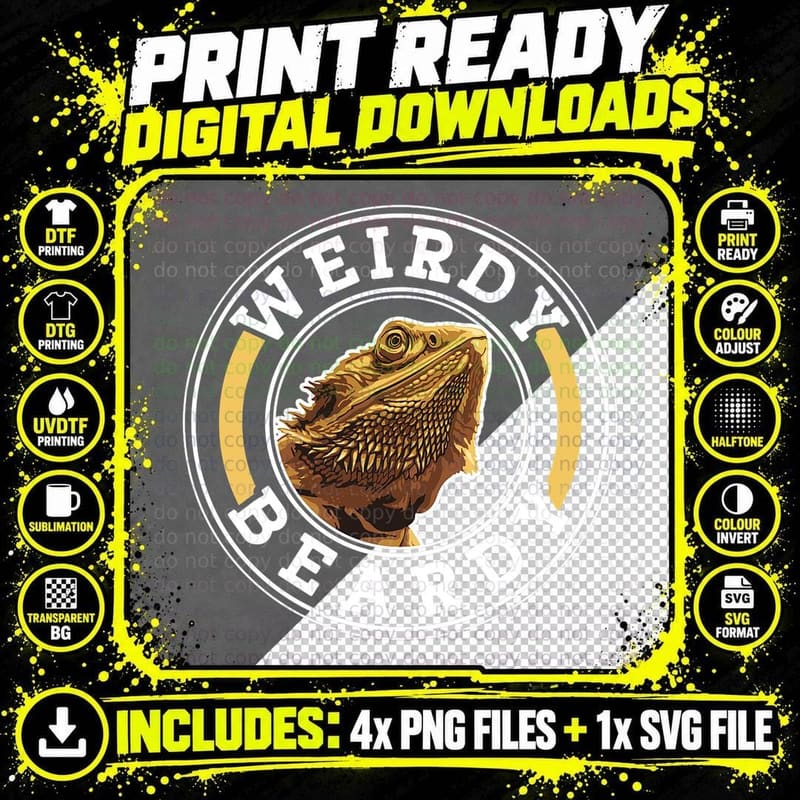 Bearded Dragon Weirdy Beardy T-Shirt Png SVG Digital Bundle