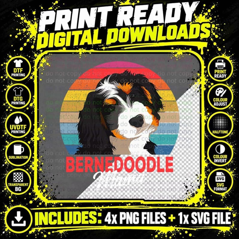 Bernedoodle Mama Dog Mom Owner T-Shirt Png SVG Digital Bundle