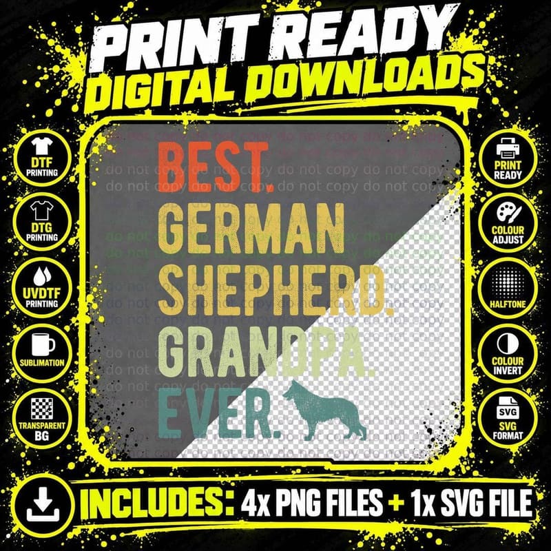 Best German Shepherd Grandpa Ever Dog Lovers Father's Png SVG Digital Bundle