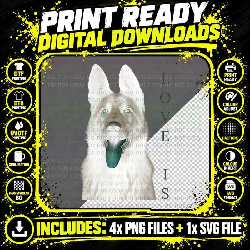 Black German Shepherd T-Shirt, Dog Mom Dad Love Png SVG Digital Bundle