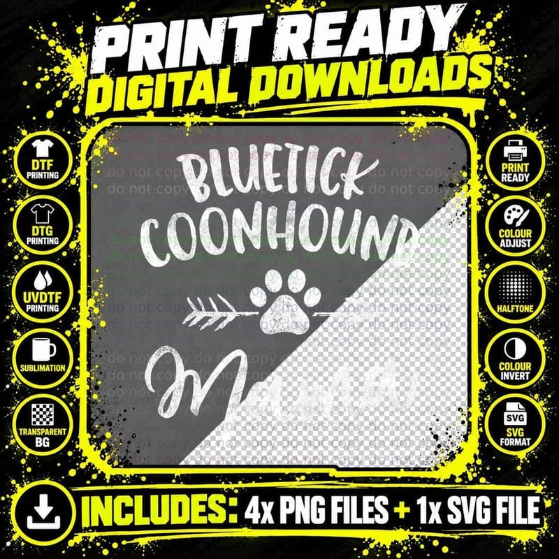Bluetick Coonhound Mama T-Shirt, Dog Mom Apparel Png SVG Digital Bundle