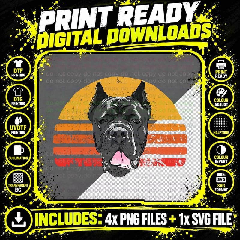 Cane Corso Vintage Retro Italian Mastiff Dog T-Shirt Png SVG Digital Bundle