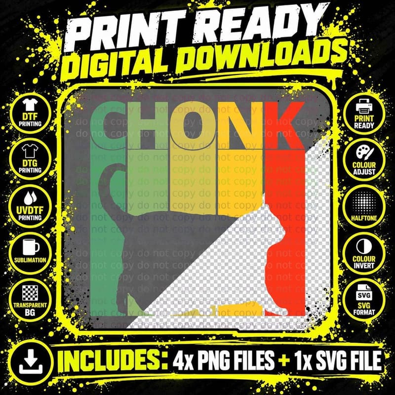 Chonk Cat Meme Funny Chonk Big Chungus T-Shirt Png SVG Digital Bundle