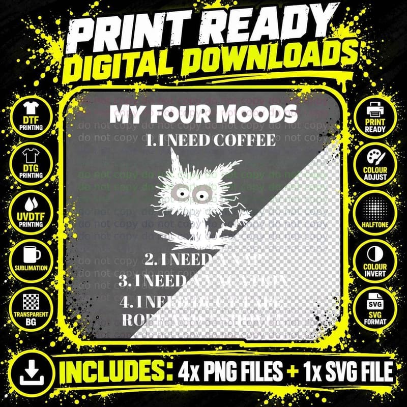 Coffee Lover Cat T-Shirt, Funny Sarcastic Design Png SVG Digital Bundle