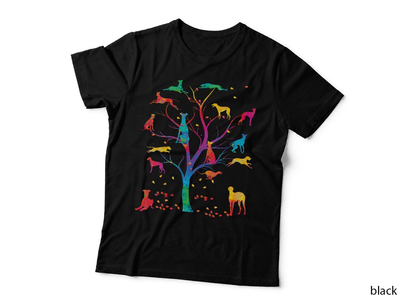 Colored Greyhound Tree T-Shirt, Pet Lover Apparel, Dog Mom Dad Gift