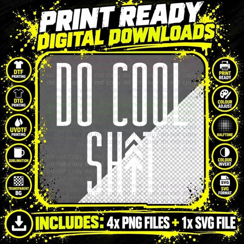 Cool Cat Print T-Shirt, Quirky Feline Design Png SVG Digital Bundle