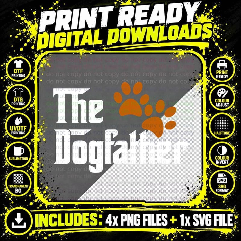 Cool Dog Dad Dog Father the Dogfather T-Shirt Png SVG Digital Bundle