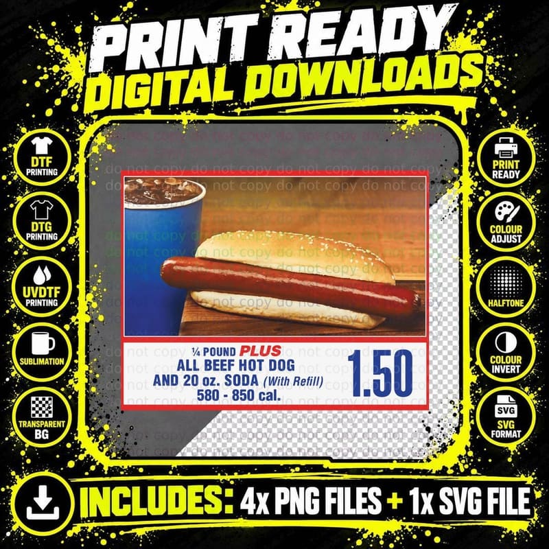 Costco FOOD COURT HOT DOG COMBO T-Shirt Png SVG Digital Bundle