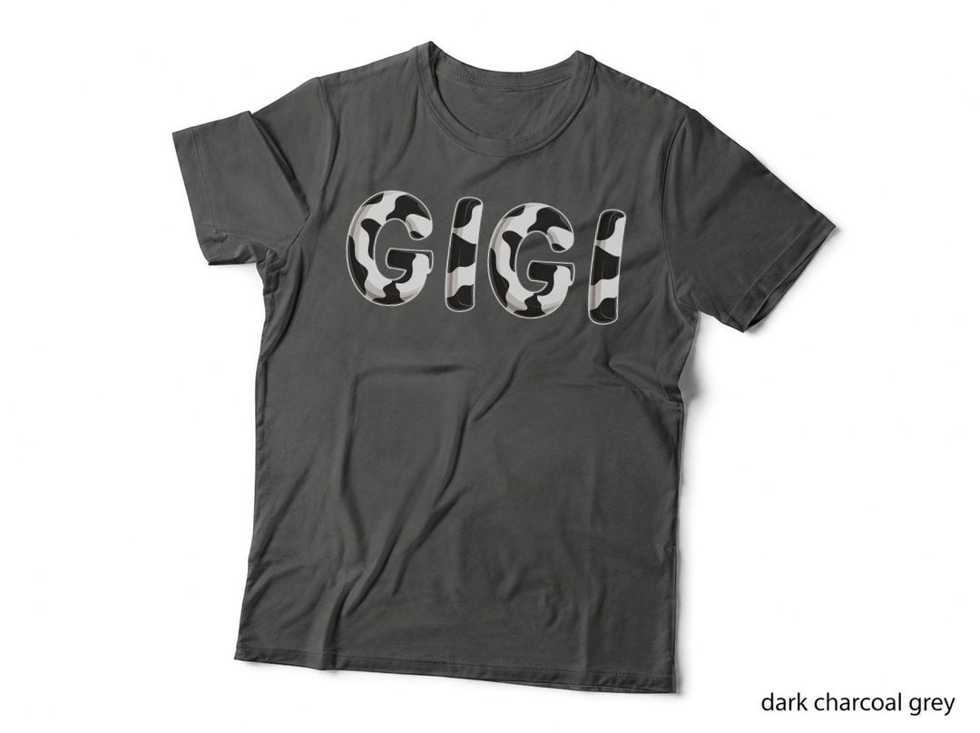 Cow Gigi Birthday T-Shirt, Farm Animal Print, Mom Family Matching