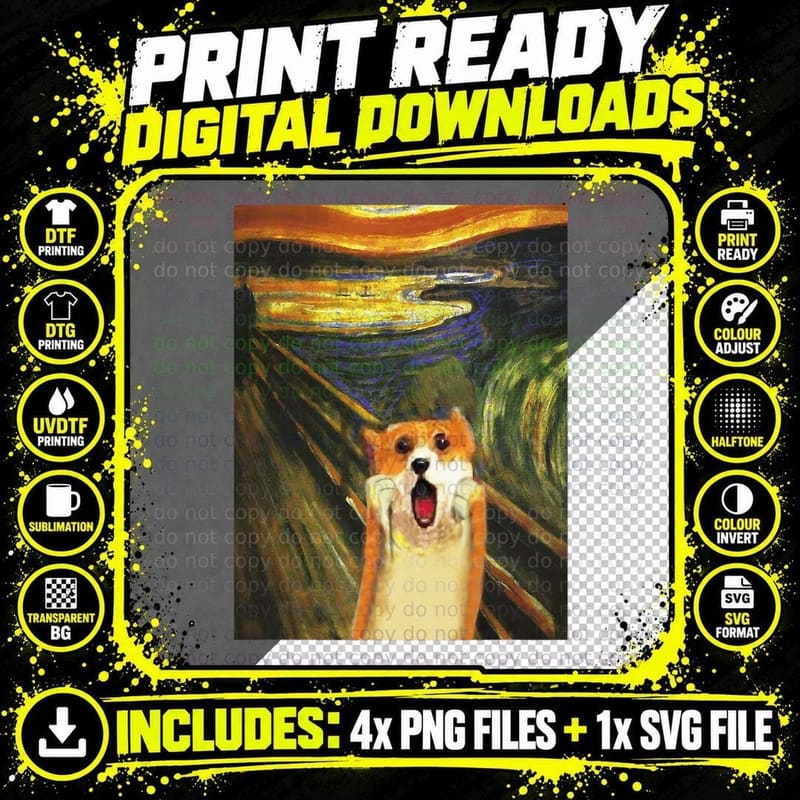 Cute Corgi Art Humor Dog Lover Painting Girls Women Png SVG Digital Bundle