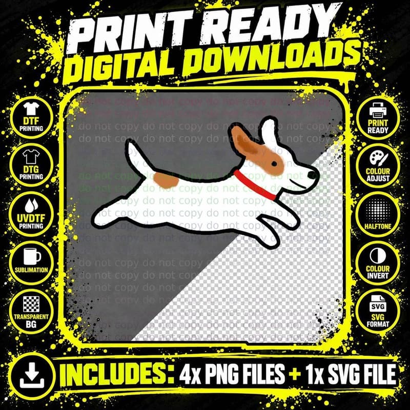 Cute Jack Russell Terrier Running Dog T-Shirt Png SVG Digital Bundle
