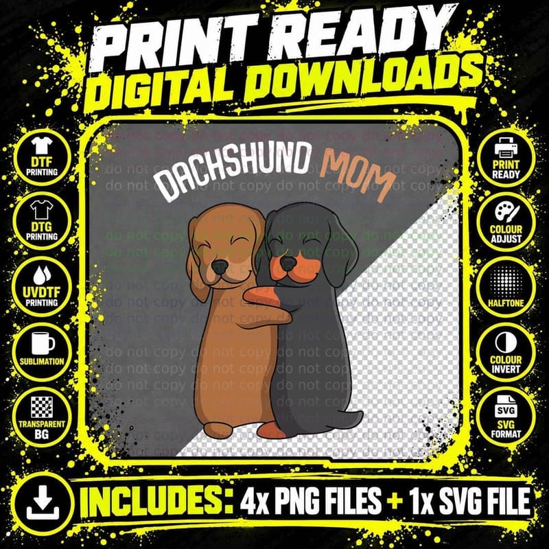 Dachshund Mom Weenie Mama Dog Lover Women T-Shirt Png SVG Digital Bundle
