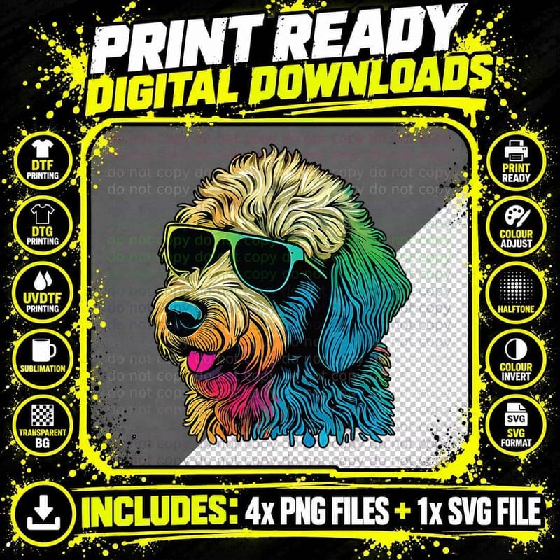 Dad Mom Cool Dog Sunglasses - Goldendoodle T-Shirt Png SVG Digital Bundle