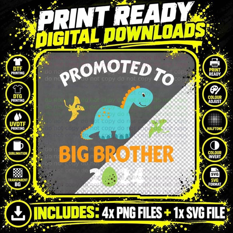 Dinosaur Big Brother T-Shirt, Dino Theme Png SVG Digital Bundle