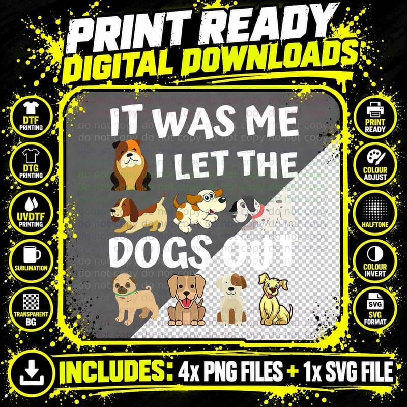 Dog Breed Cartoon T-Shirt, Pet Lover Apparel Png SVG Digital Bundle
