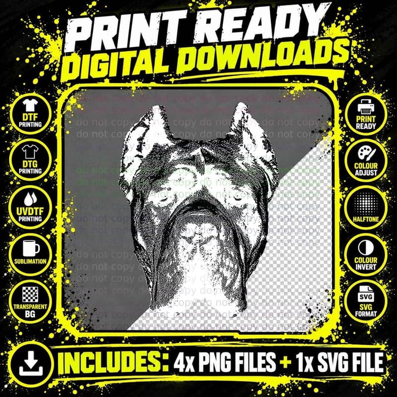 Dog Breed Portrait T-Shirt, Animal Art Print Png SVG Digital Bundle