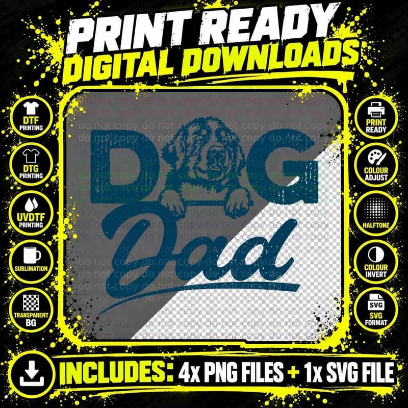 Dog Dad T-Shirt, Pet Lover Apparel, Dog Owner Gift Png SVG Digital Bundle
