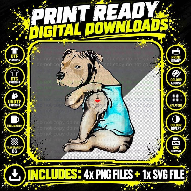 Dog Dad T-Shirt, Pet Lover Apparel, Father's Day Gift Png SVG Digital Bundle