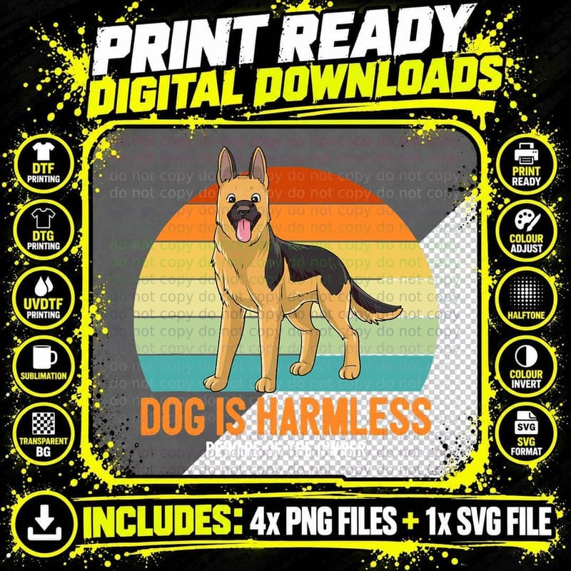 Dog Is Harmless Beware of the Owner German Shepherd Png SVG Digital Bundle