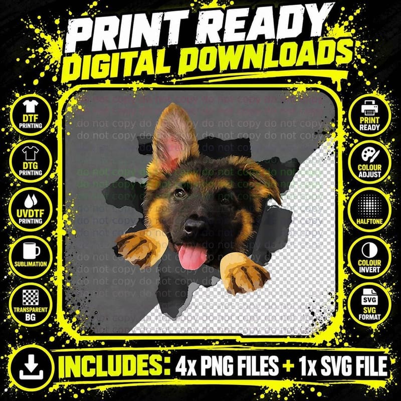 Dog Lovers Gifts for Women Men Funny German Shepherd Png SVG Digital Bundle