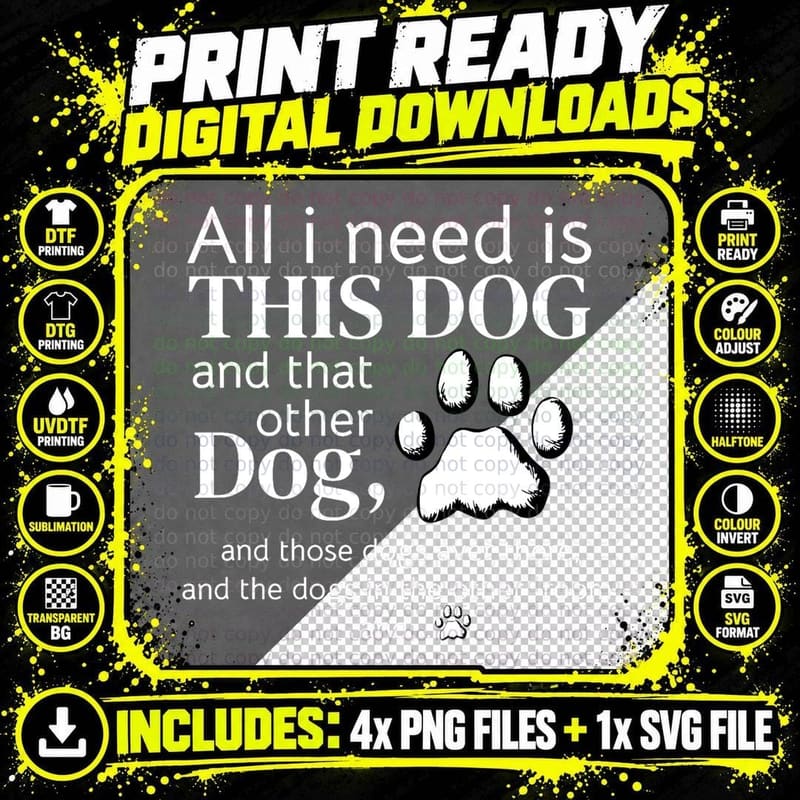 Dog Paw Print T-Shirt, Pet Lover Apparel Png SVG Digital Bundle