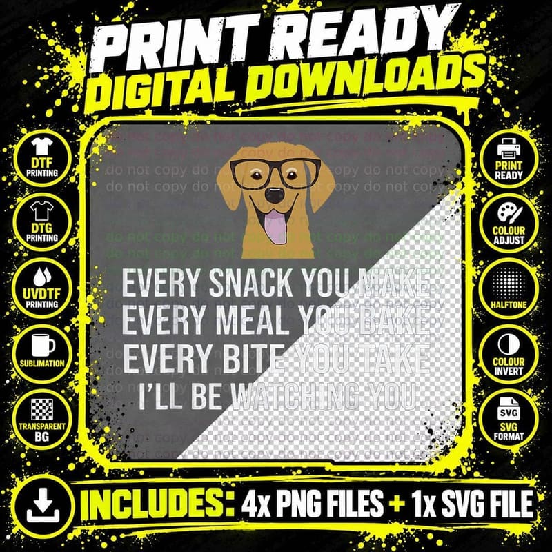 Dog with Glasses T-Shirt, Quirky Pet Lover Apparel Png SVG Digital Bundle