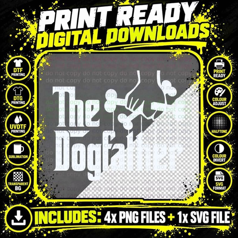 Dogfather T-Shirt, Pet Lover Apparel, Dog Dad Gift Png SVG Digital Bundle