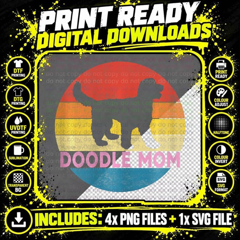 Doodle Mom Cute Goldendoodle Dog Owner Mothers Day Mama Png SVG Digital Bundle