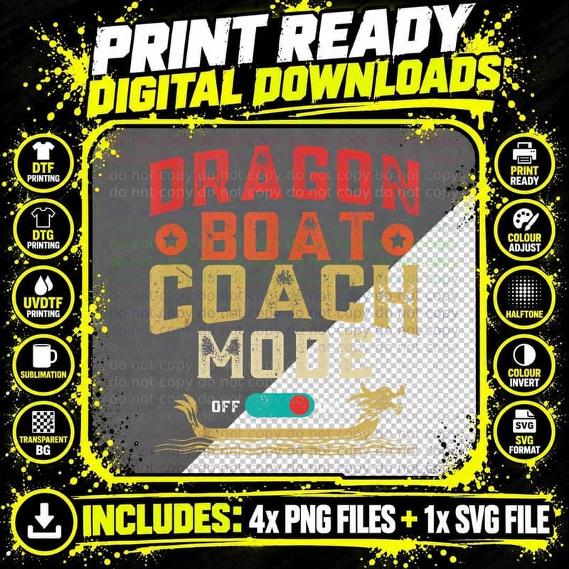 Dragon Boat Coach Mode T- Rowing Team Gift, Funny Rowing Png SVG Digital Bundle